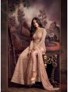 Wonderous Embroidered With Stone Work Peach Designer Suit